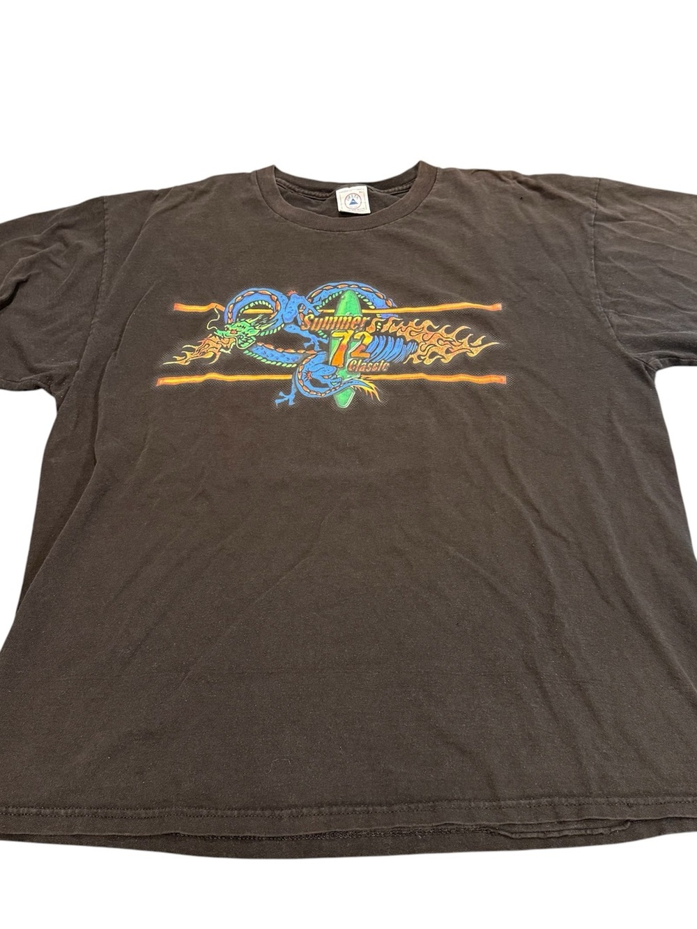 Vintage 1972 summer classic dragon t shirt XL men’s 90s black Delta